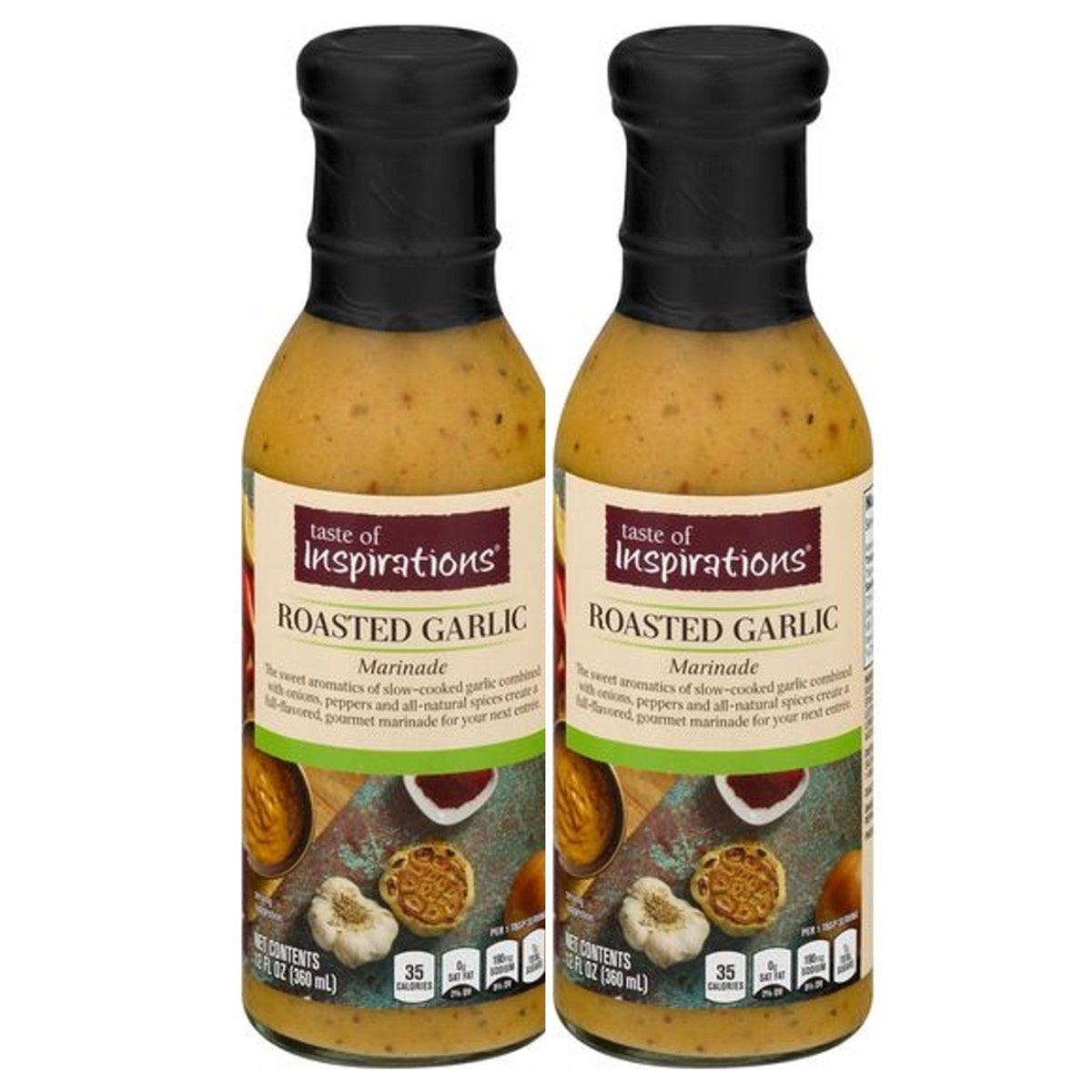 2 bottles of Taste of Inspirations Roasted Garlic Marinade Sauce, 12 oz