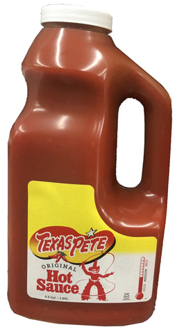 Half Gallon of Texas Pete Hot Sauce Pepper Wing Bottle Tabasco Chili Vinegar Eggs Grits