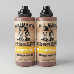2 BOTTLES Williamson Bros. Bar-B-Q Classic Carolina Sauce 16oz BBQ Barbecue Pork