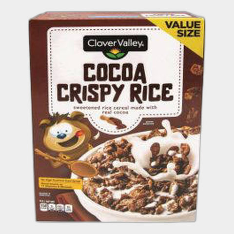 2 Boxes Clover Valley Cocoa Crispy Sweetened Rice Breakfast Cereal, 19.5 oz