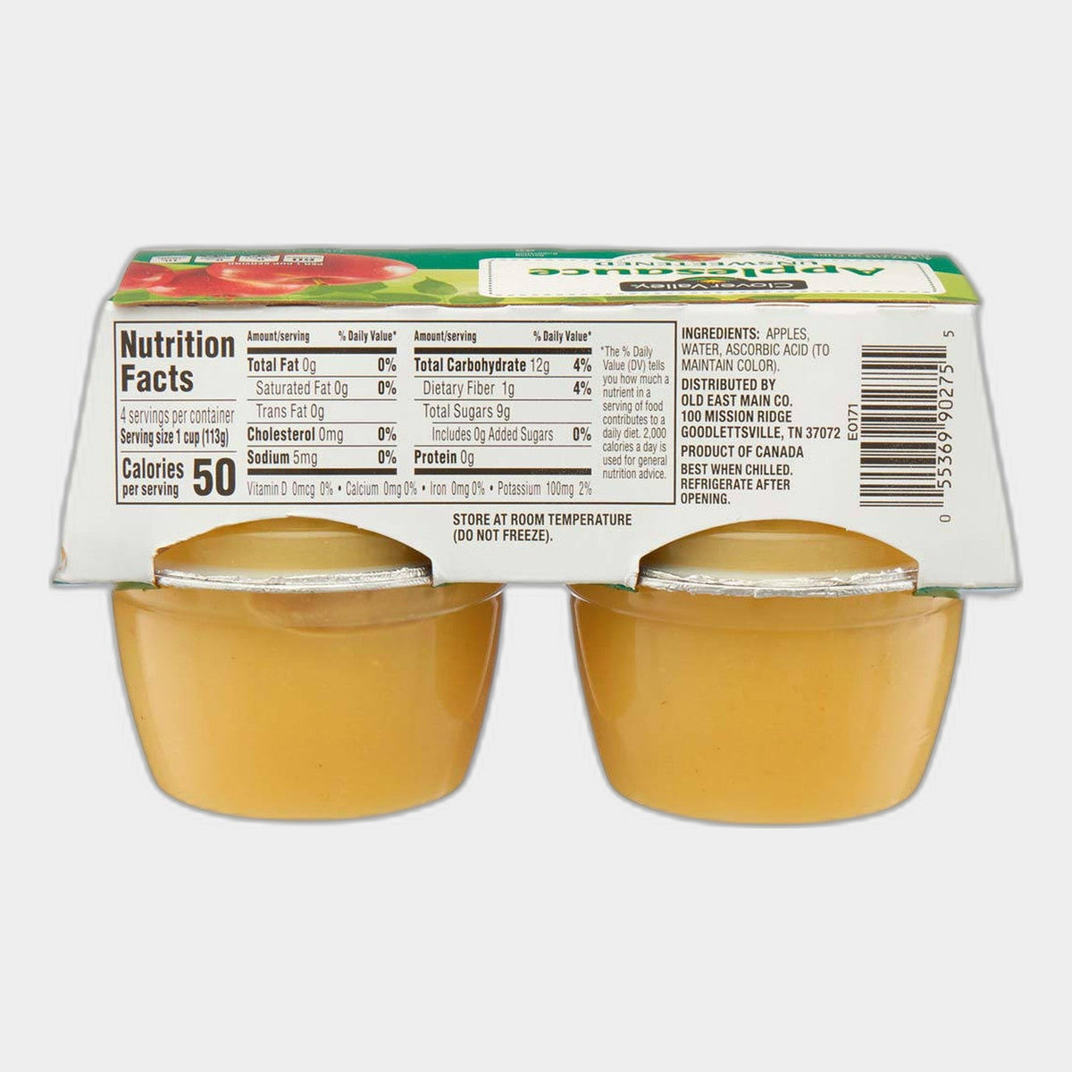 2 Packs Clover Valley Unsweetened Applesauce, 16 oz, 4 ct
