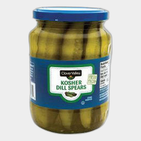 3 Jars Clover Valley Kosher Dill Pickle Spears, 24 oz