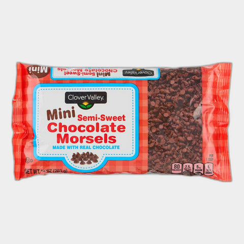 2 Bags Clover Valley Mini Semi-Sweet Chocolate Morsels, 10 oz
