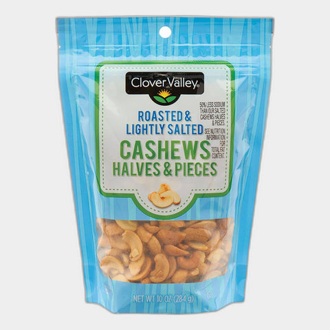 Clover Valley Roasted & Lightly Salted Cashews Halves & Pieces, 10 oz
