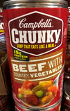 12 Campbell's CHUNKY Beef with Country Vegetables Soup 18.8 oz Cans FREE SHIP