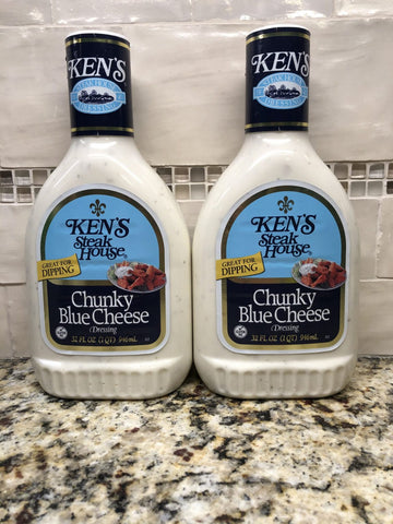 2 Bottles Ken's Steak House Chunky Blue Cheese Salad Dressing 32 oz.