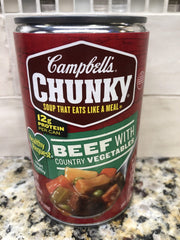 12 Campbell's CHUNKY HR Beef with Country Vegetables Soup 18.8 oz Cans FREE SHIP