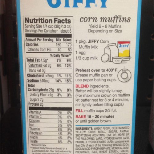 jiffy corn muffin mix nutritional information