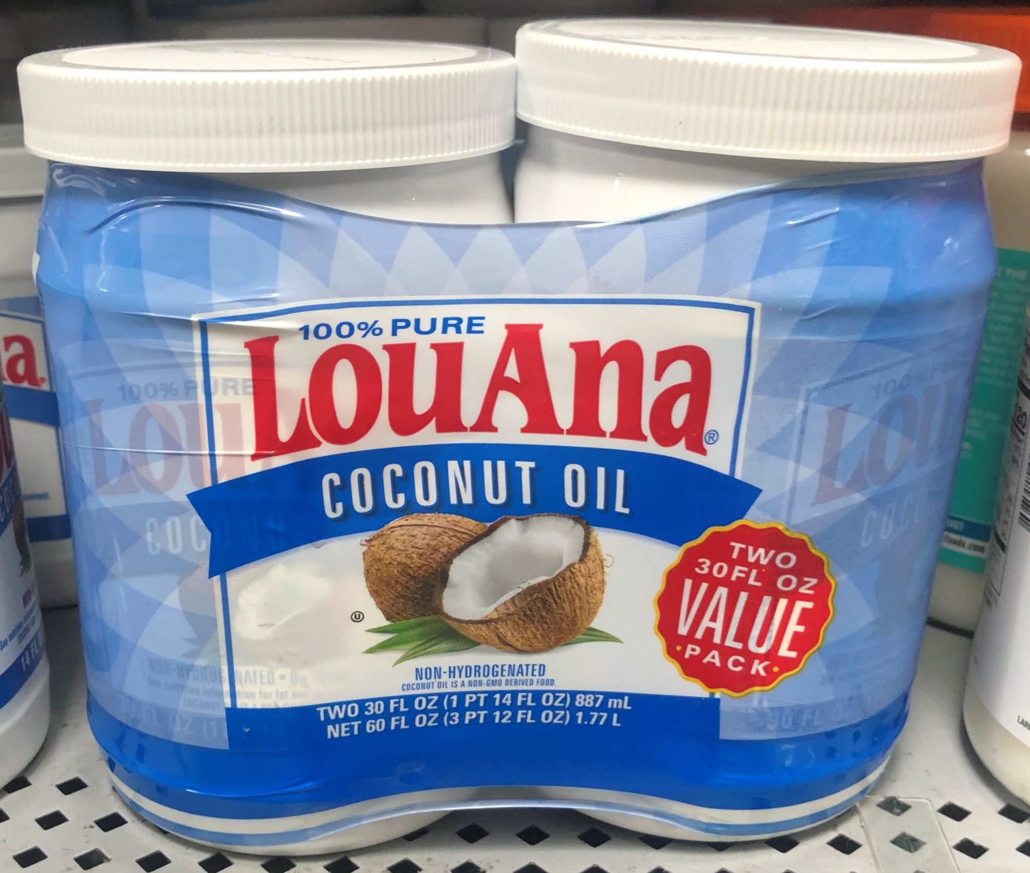 LouAna 100 Pure Coconut Oil 30 oz (2 Pack) NonHydrogenated Cooking